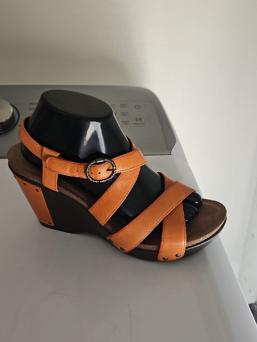DANSKO Frida Leather Wedge Sandal Orange Women 41 US 11